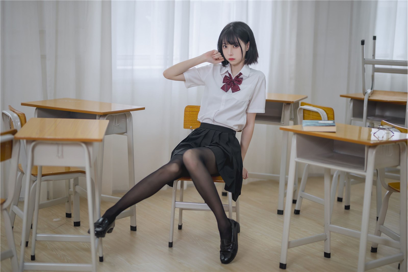 Xu LAN NO.001 Classroom JK Black Silk(18)